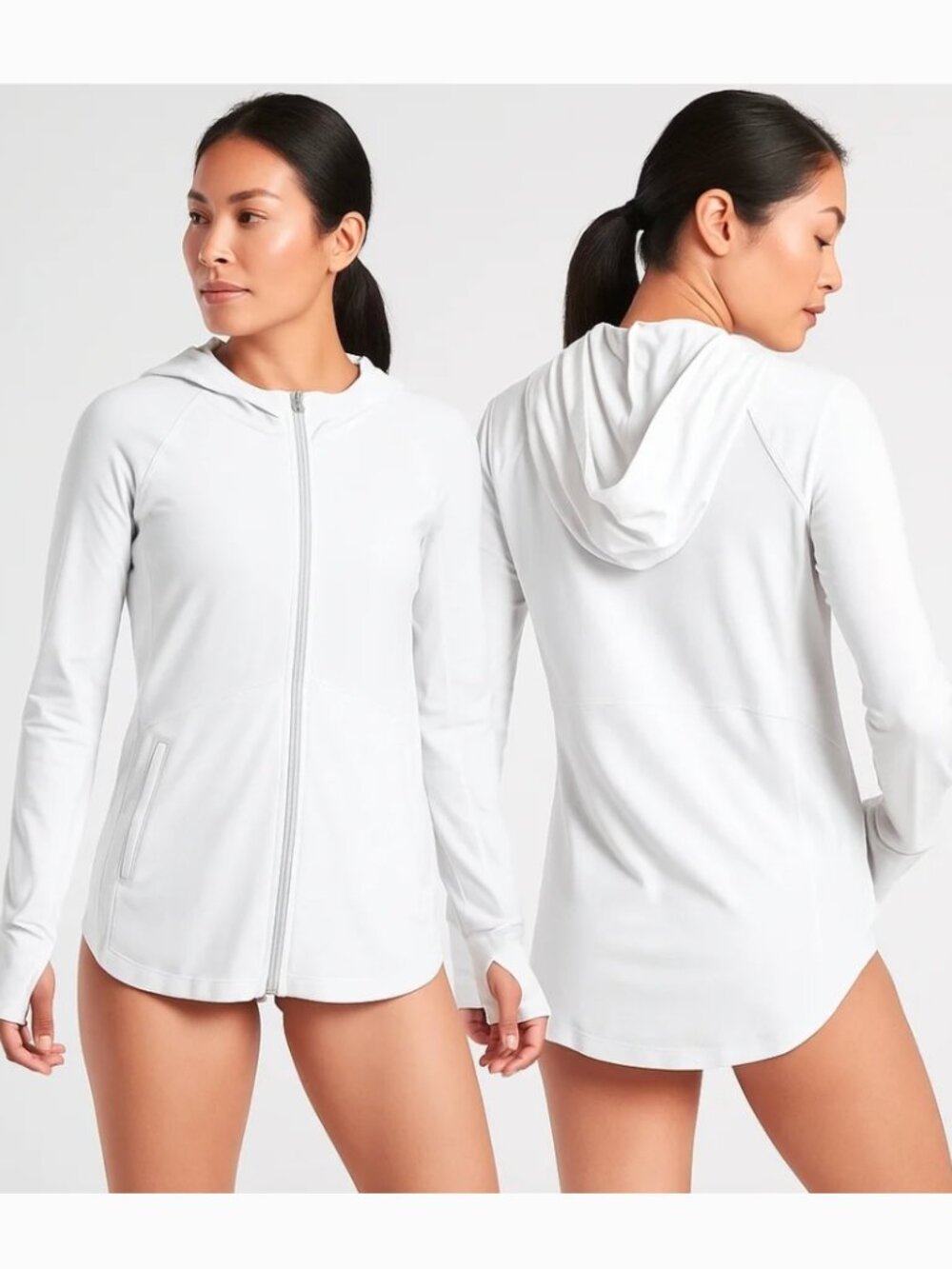 ATHLETA Baja UPF Hoodie Sun Jacket Swim Cover Up White Small - Picture 2 of 10